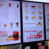Tim Hortons storefront and interior at 170 Hollidge Blvd, Aurora, ON
