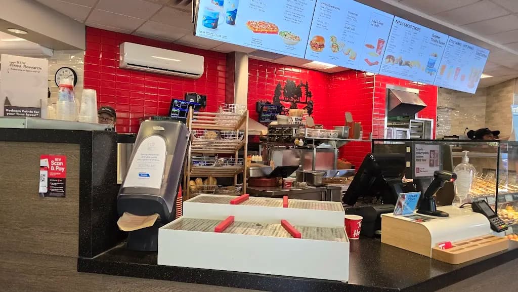 Tim Hortons storefront and interior at 234 Hastings St N, Bancroft, ON