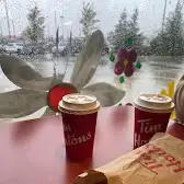 Tim Hortons storefront and interior at 509 Bayfield St, Barrie, ON