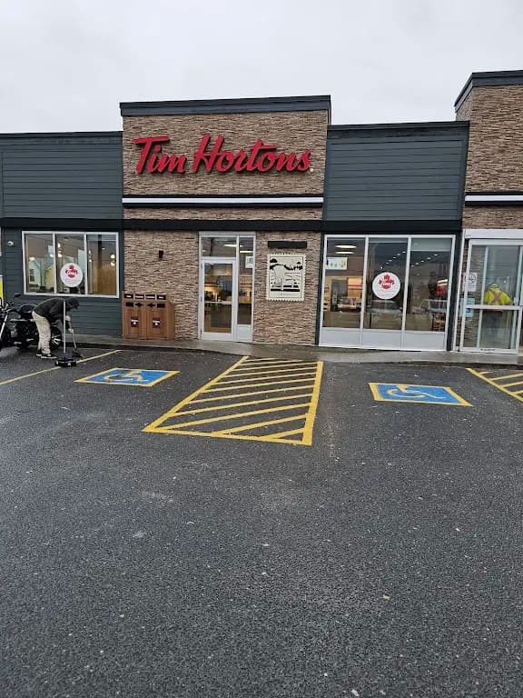 Tim Hortons storefront and interior at 43 Causley St, Blind River, ON