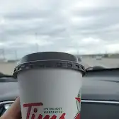 Tim Hortons storefront and interior at 60 Rivermont Rd, Brampton, ON