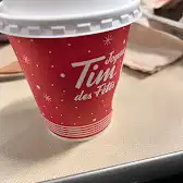 Tim Hortons storefront and interior at 90 Clementine Dr, Brampton, ON