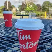 Tim Hortons storefront and interior at 156 Sandalwood Pkwy E, Brampton, ON