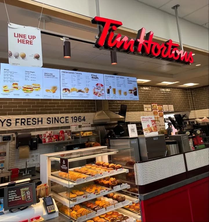 Tim Hortons storefront and interior at 685 Remembrance Rd, Brampton, On, Brampton, ON