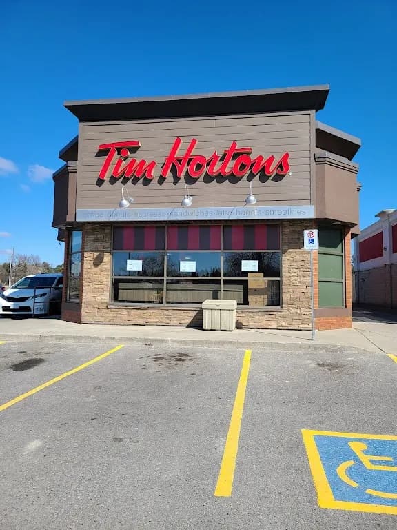 Tim Hortons storefront and interior at 2100 Bovaird Dr East, Brampton, ON