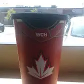 Tim Hortons storefront and interior at 235 Franklin Blvd, Cambridge, ON