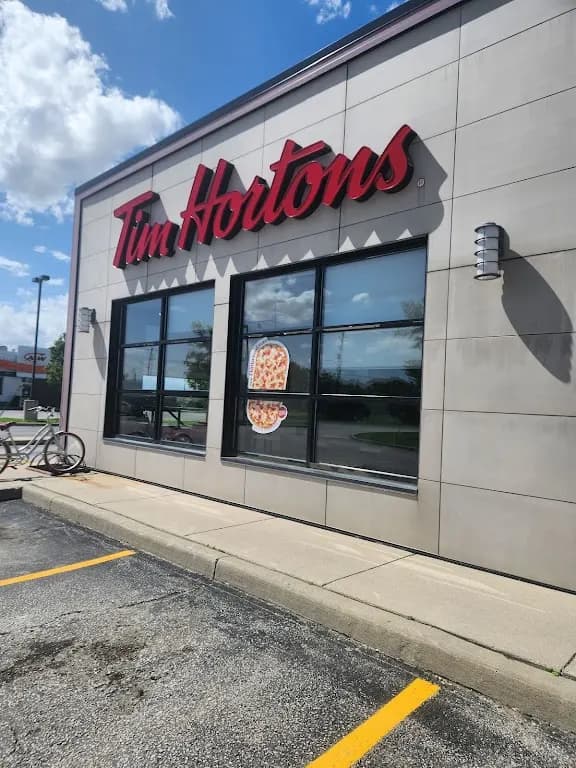 Tim Hortons storefront and interior at 7010 Industrial Dr, Comber, ON