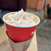 Tim Hortons storefront and interior at 9100 Jane St, Concord, ON