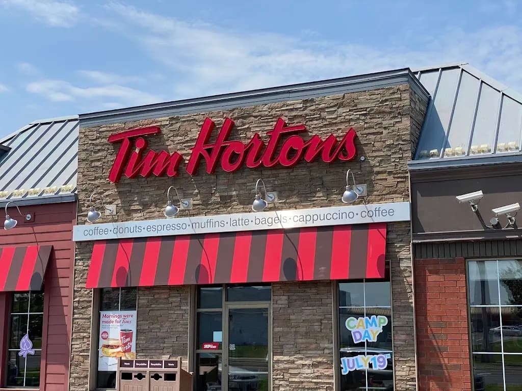 Tim Hortons storefront and interior at 1320 Second Street East, Cornwall, ON