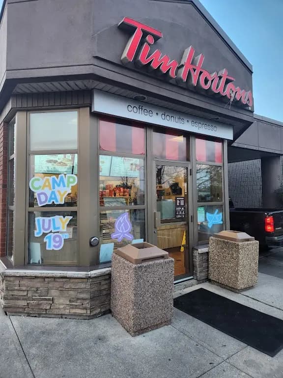 Tim Hortons storefront and interior at 863 Upper Wentworth Rd, Hamilton, ON