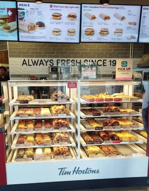 Tim Hortons storefront and interior at 897 Upper Wellington, Hamilton, ON