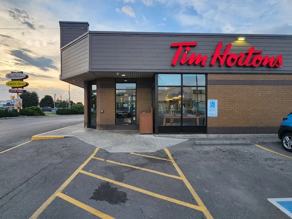 Tim Hortons storefront and interior at 1188 Rymal Rd East, Hamilton, ON