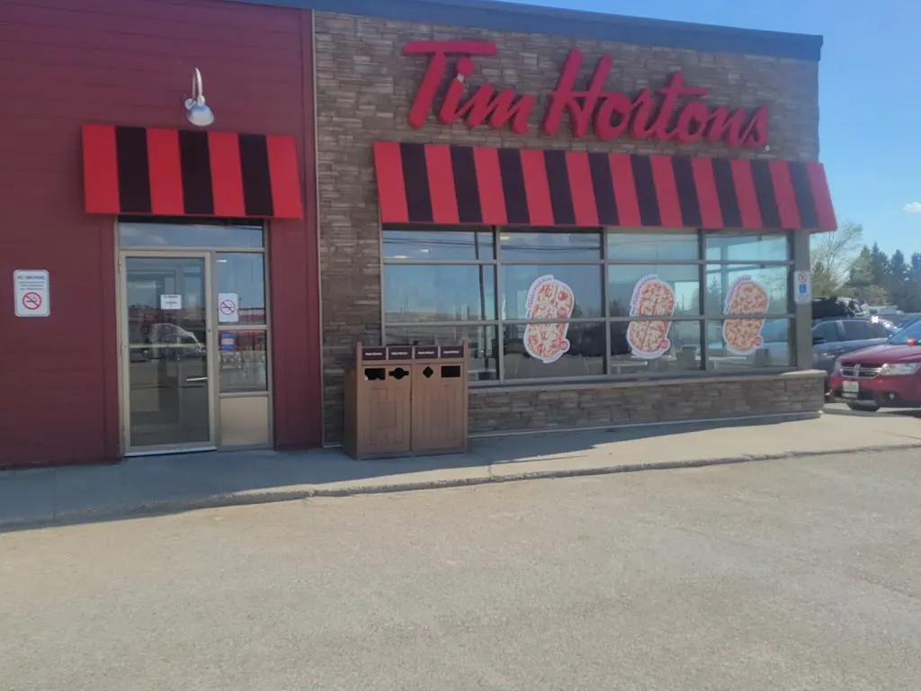 Tim Hortons storefront and interior at 1325 Front St, Hearst, ON