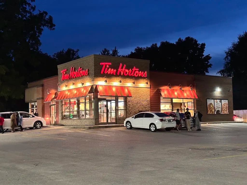 Tim Hortons storefront and interior at 456 Bruce St, Hepworth, ON
