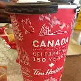 Tim Hortons storefront and interior at 255 Talbot St W, Leamington, ON