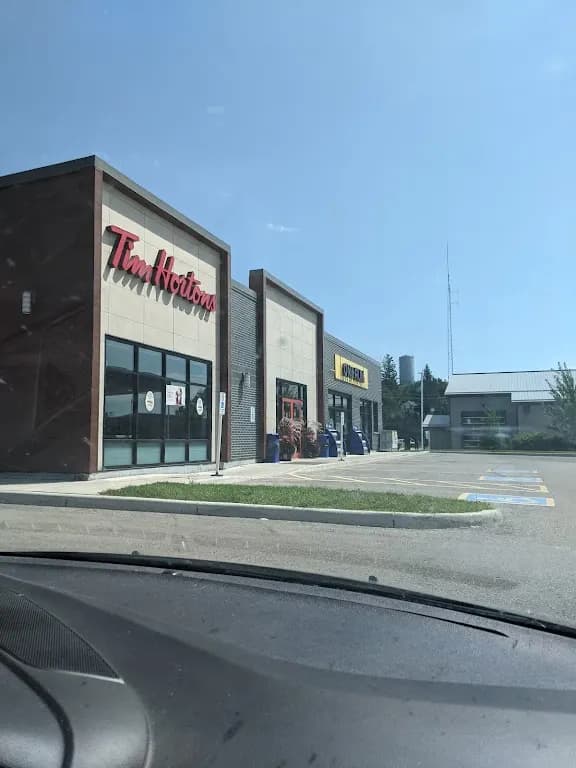 Tim Hortons storefront and interior at 737 Campbell Street, Lucknow, ON
