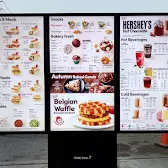 Tim Hortons storefront and interior at 14121 Highway 62, Madoc, ON