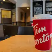 Tim Hortons storefront and interior at 995 Major Mackenzie Drive West, Maple, ON