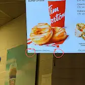 Tim Hortons storefront and interior at 39 Aventura Court, Mississauga, ON