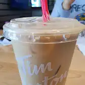 Tim Hortons storefront and interior at 2458 Dundas St W, Mississauga, ON