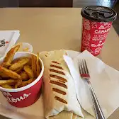 Tim Hortons storefront and interior at 6405 Erin Mills Pkwy, Mississauga, ON