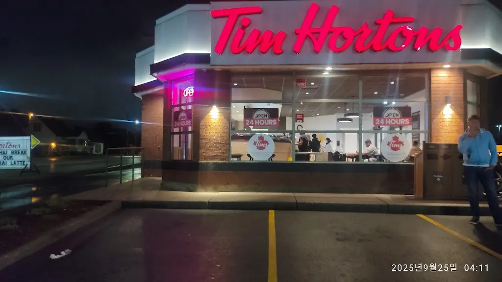 Tim Hortons storefront and interior at 5233 Stanley Ave, Niagara Falls, ON