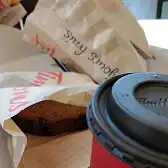 Tim Hortons storefront and interior at 5551 Murray St, Niagara Falls, ON