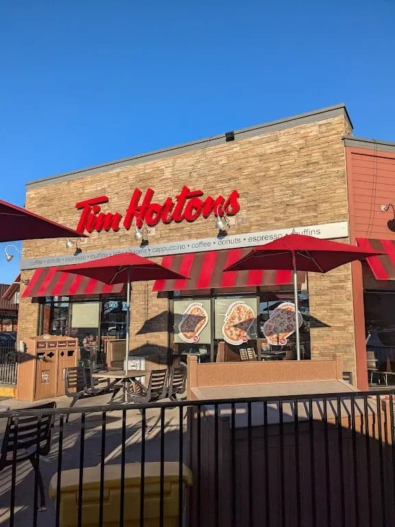 Tim Hortons storefront and interior at 1251 Simcoe St North, Oshawa, ON