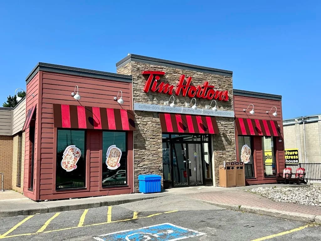 Tim Hortons storefront and interior at 1802 St Laurent Blvd, Ottawa, ON