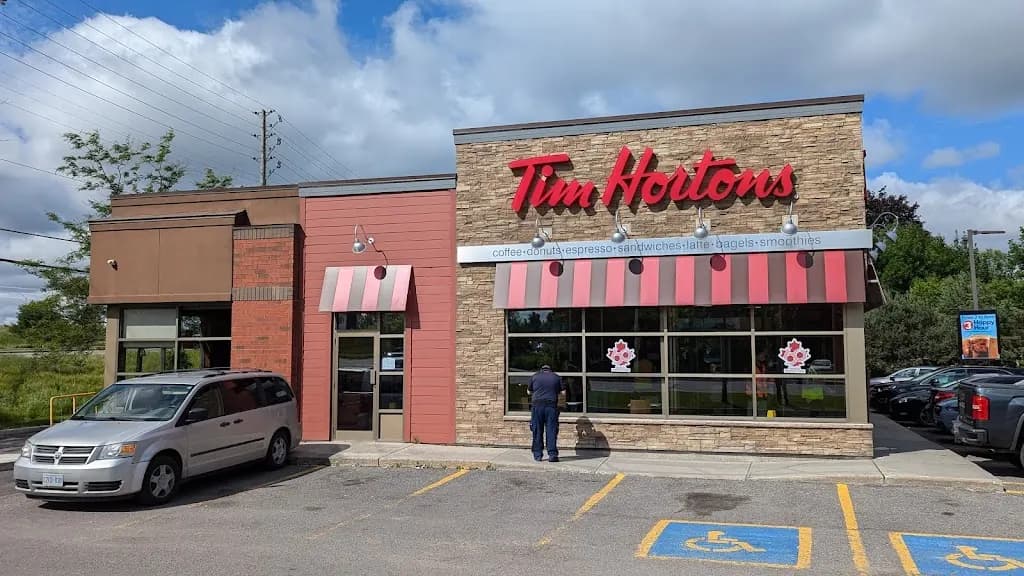 Tim Hortons storefront and interior at 2800 Lancaster Road, Ottawa, ON