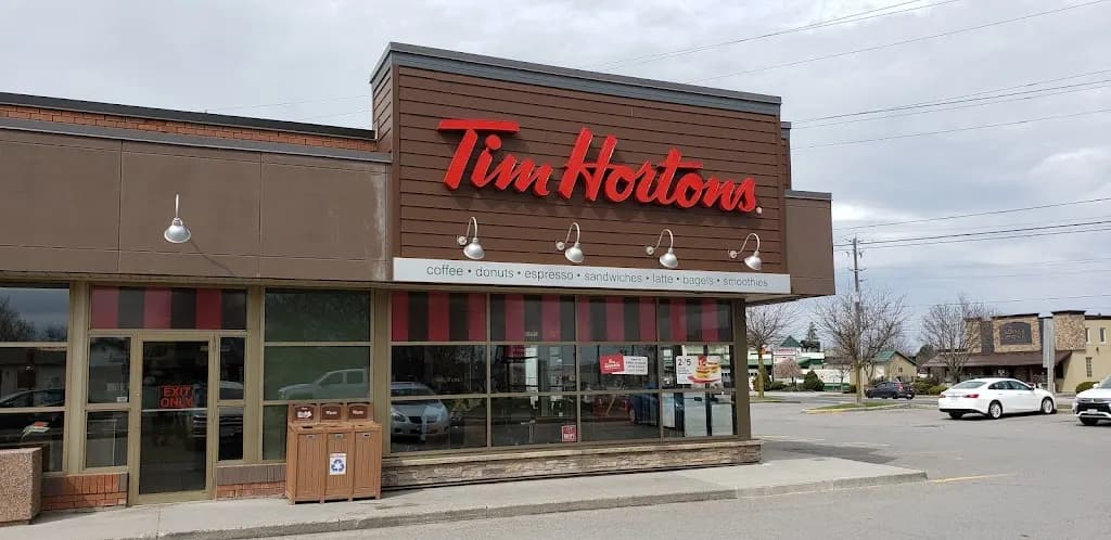 Tim Hortons storefront and interior at 721 Ashburnham Dr, Peterborough, ON