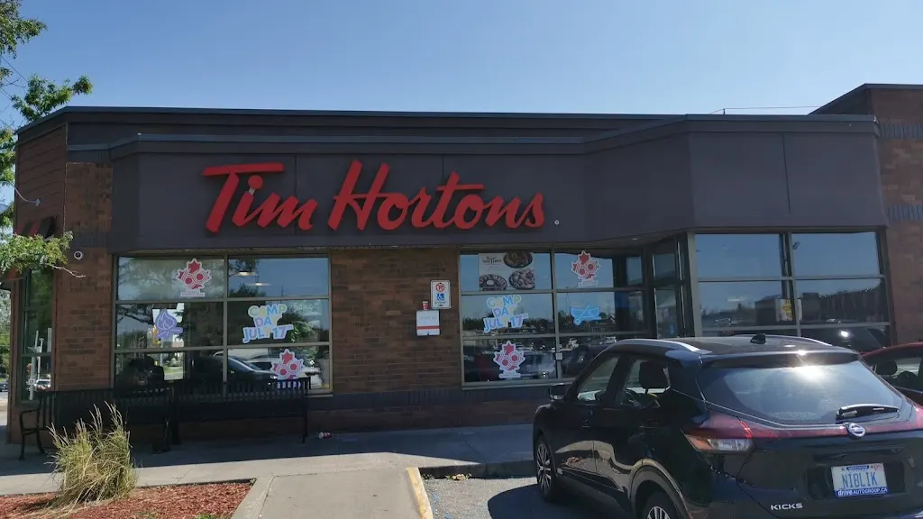 Tim Hortons storefront and interior at 1709 Kingston Rd, Pickering, ON