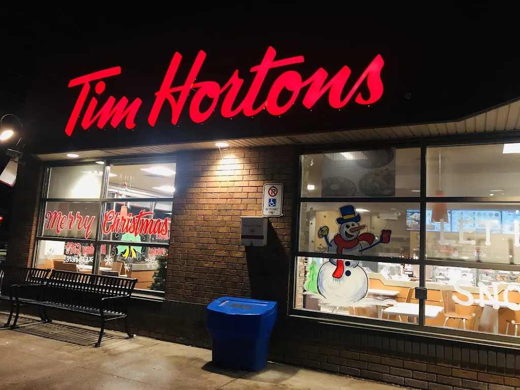 Tim Hortons storefront and interior at 1725 Kingston Rd, Pickering, ON