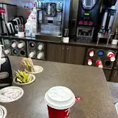 Tim Hortons storefront and interior at 1 Nicholas Beaver Rd, Puslinch, ON