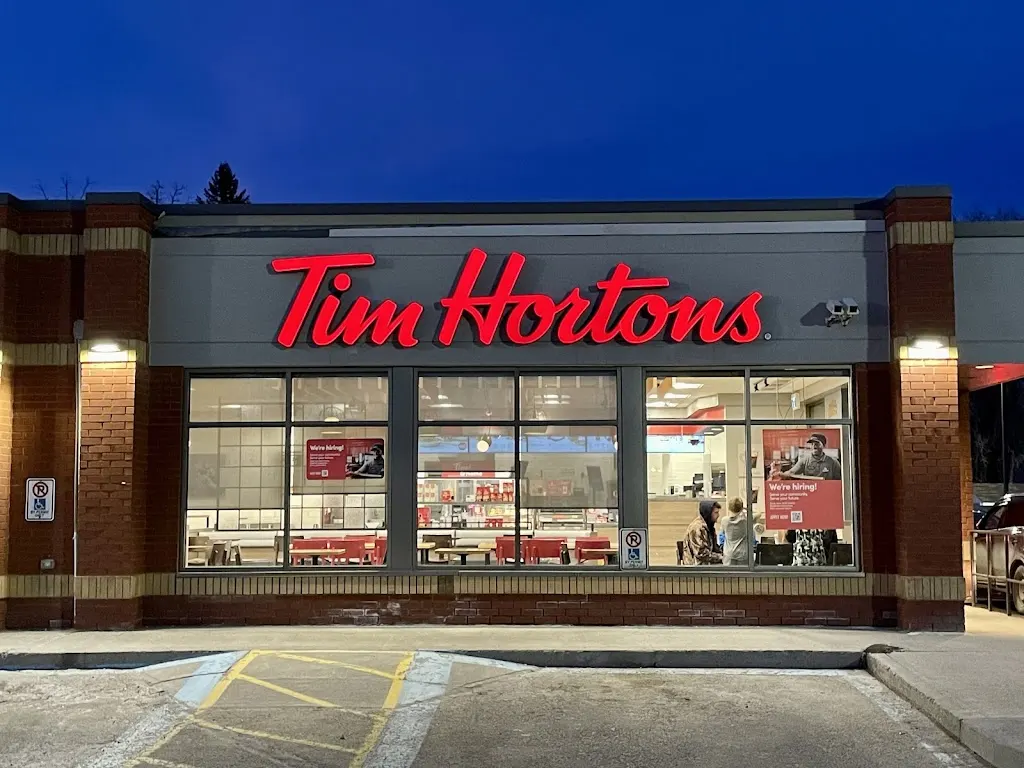Tim Hortons storefront and interior at 383 Stewart St, Renfrew, ON
