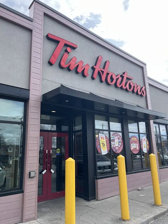 Tim Hortons storefront and interior at 627 pharmacy ave, Scarborough, ON