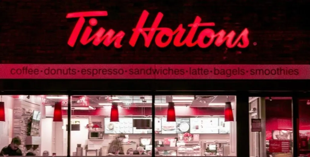 Tim Hortons storefront and interior at 755 Morningside Ave, Scarborough, ON
