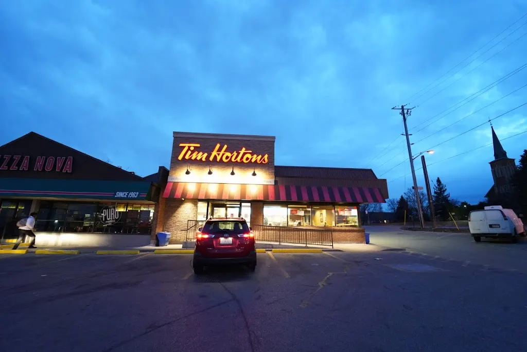 Tim Hortons storefront and interior at 3600 Sheppard Ave East, Scarborough, ON