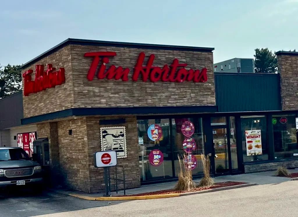 Tim Hortons storefront and interior at 4351 Kingston Rd, Scarborough, ON