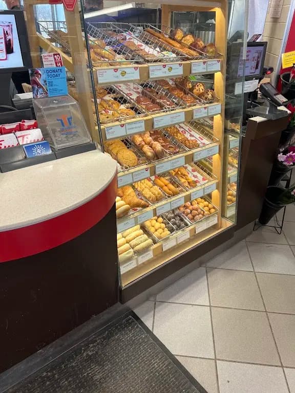 Tim Hortons storefront and interior at 18273 Leslie St, Sharon, ON
