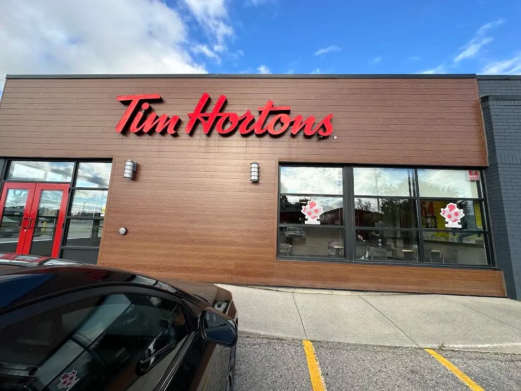 Tim Hortons storefront and interior at 1204 Talbot St, St Thomas, ON