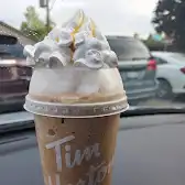 Tim Hortons storefront and interior at 19 Front St East, Strathroy, ON