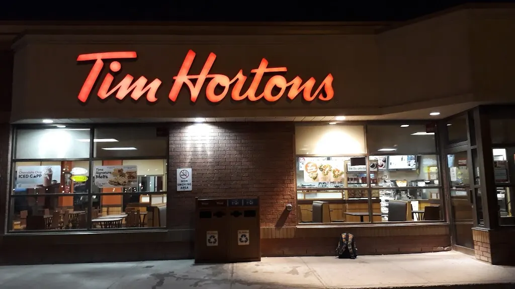 Tim Hortons storefront and interior at 400 Algonquin Blvd E, Timmins, ON