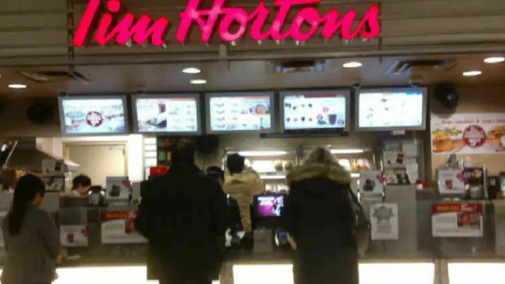 Tim Hortons storefront and interior at Gbc St James A - Lower, Toronto, ON