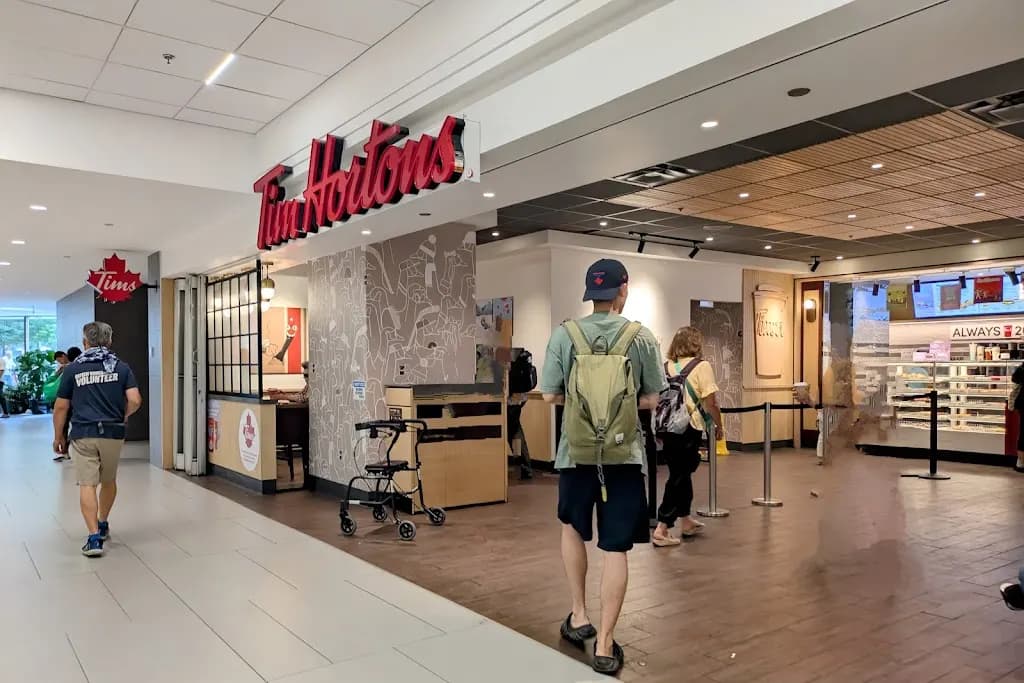 Tim Hortons storefront and interior at 444 Yonge Street College Park, Food Court, Toronto, ON
