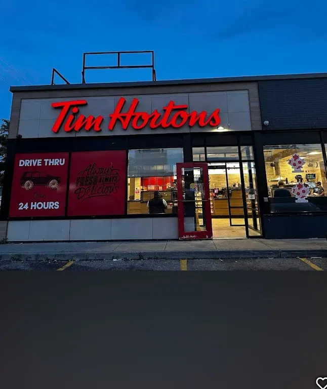Tim Hortons storefront and interior at 590 Keele St, Toronto, ON