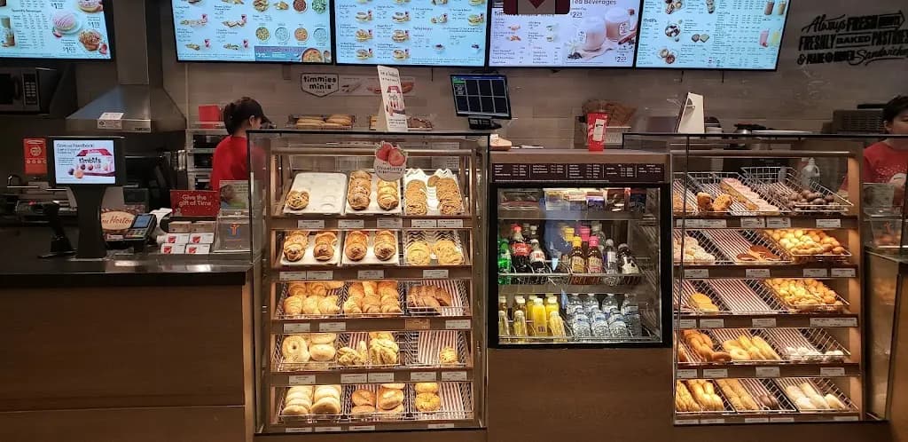 Tim Hortons storefront and interior at 2377 Yonge St, Toronto, ON