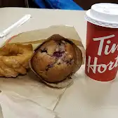 Tim Hortons storefront and interior at 2575 Danforth Ave, Toronto, ON