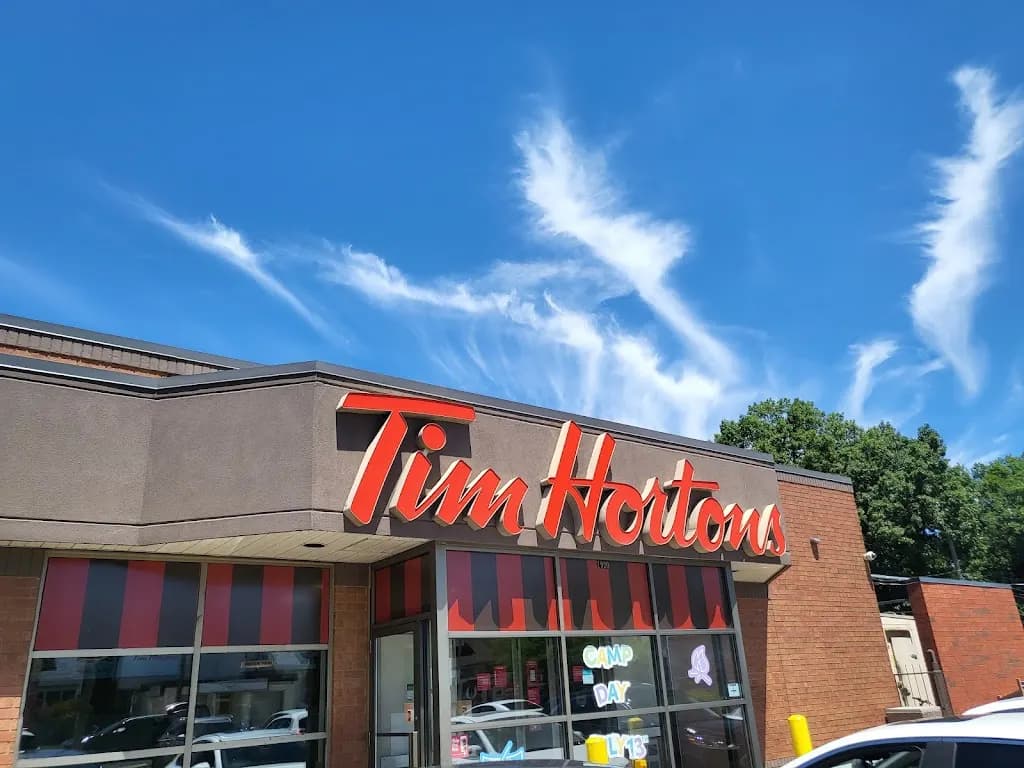 Tim Hortons storefront and interior at 1920 Ottawa St, Windsor, ON