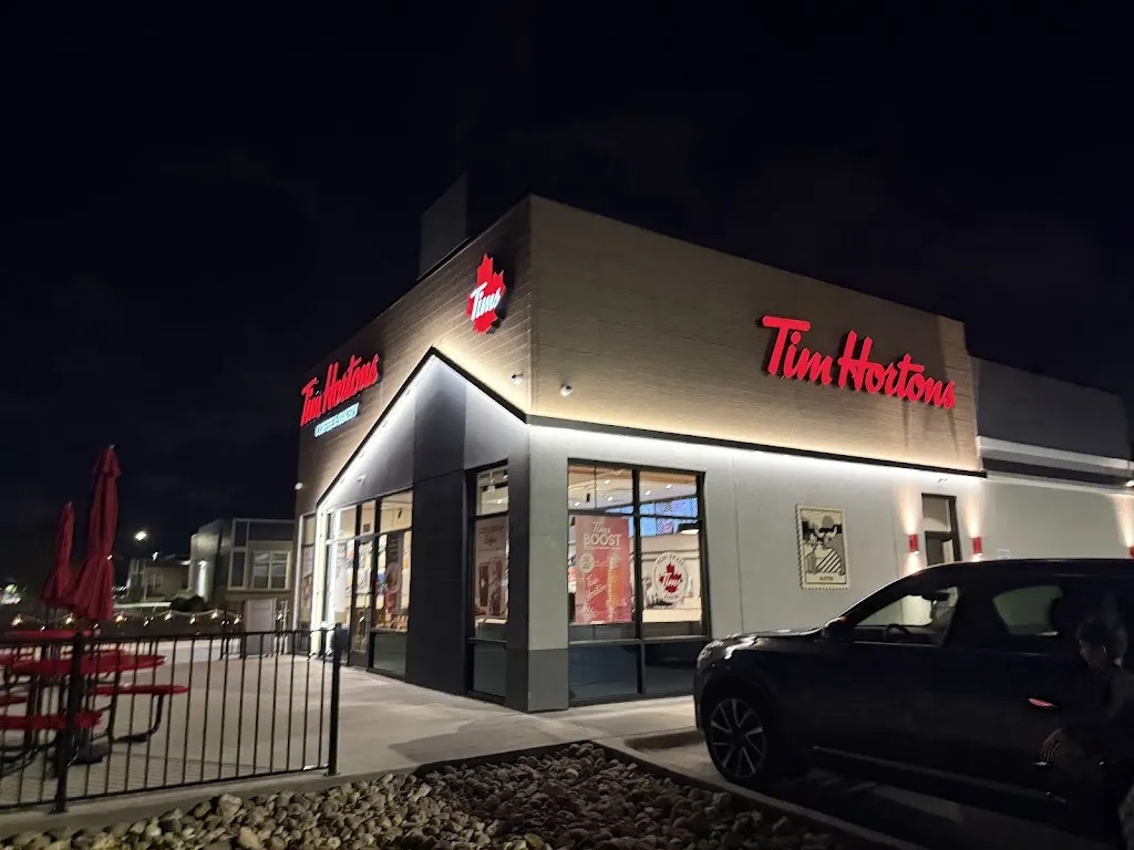 Tim Hortons storefront and interior at 5775 Malden Rd, Windsor, ON